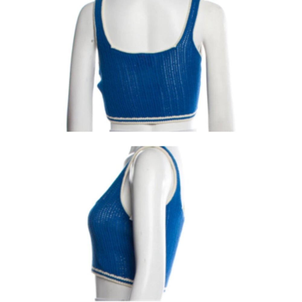 Solid & Striped Square Neckline Sleeveless Crop T… - image 3